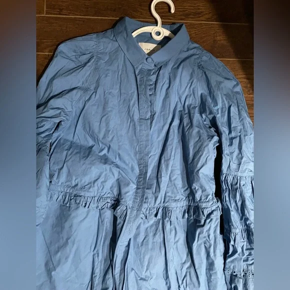 Blue Button-Up Ruffle Jumpsuit - Picture 8 of 9